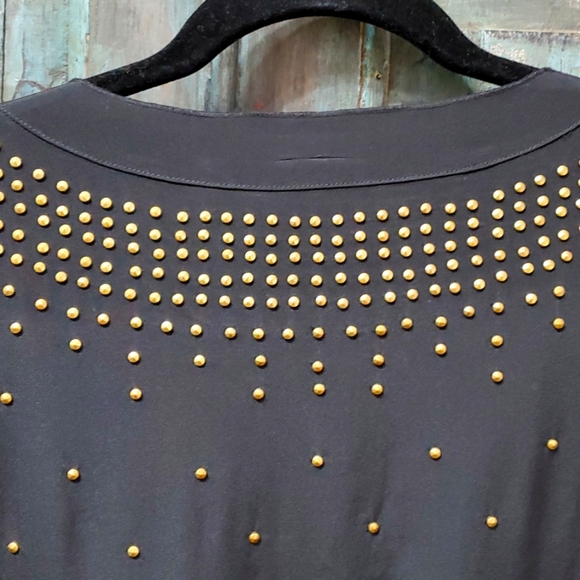 DKNY Donna Karan New York Metal Studded Silk Dress in Black, Size 2 - Picture 3 of 9